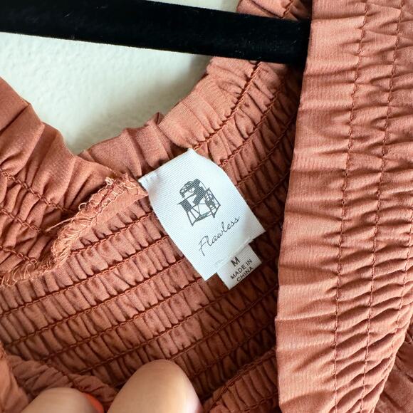 Flawless Brown Shirred Criss Cross Maxi Dress - Medium - Picture 5 of 9